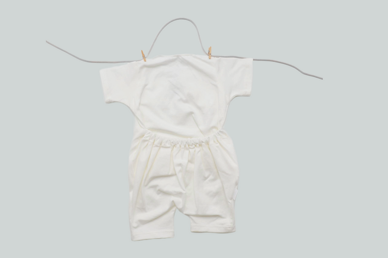 White Short Sleeve Romper Back